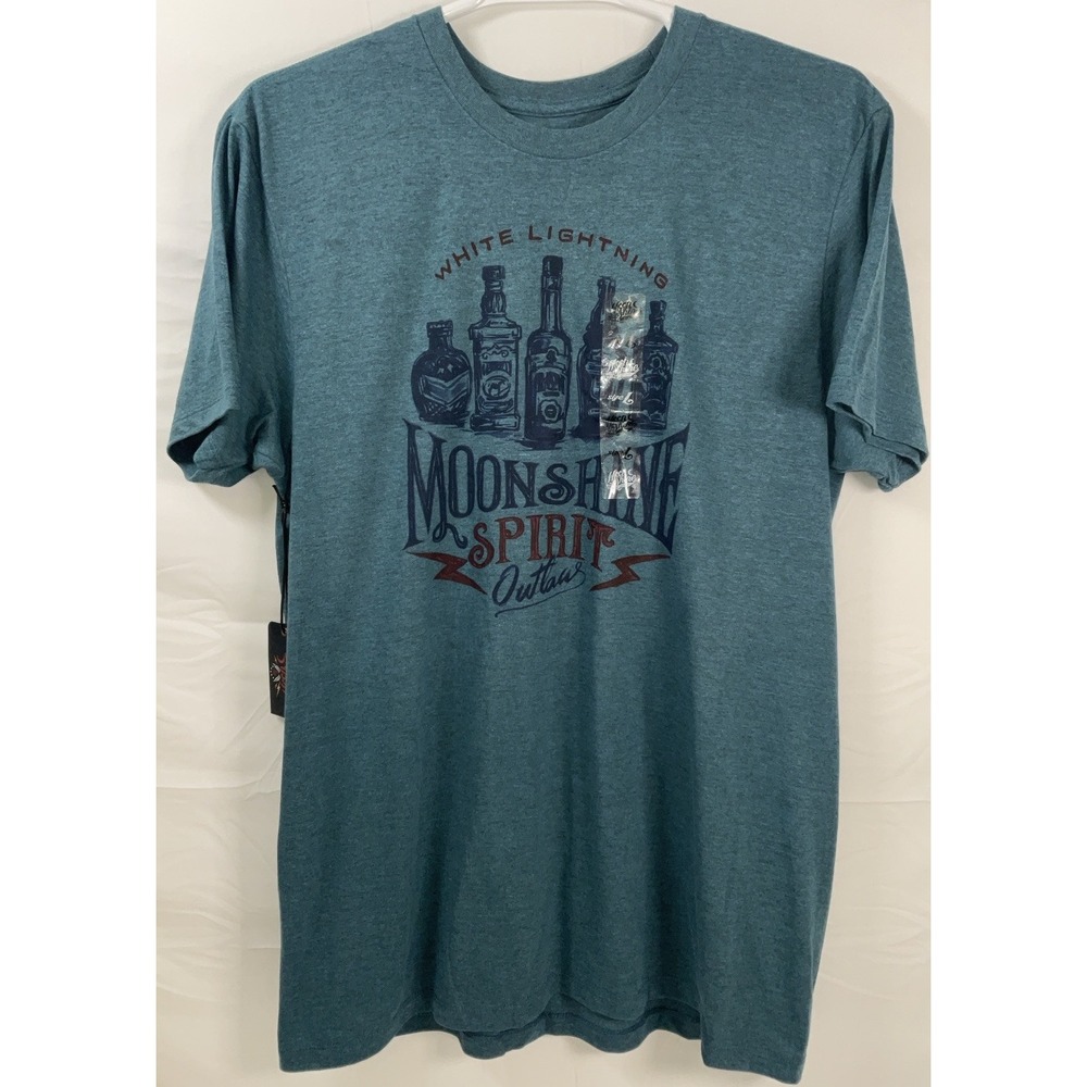 NWT Men Brad Paisley Moon Shine Spirit White Lightning Outlaw Teal T-shirt Large